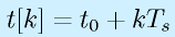 t[k]=t_0+kT_s
